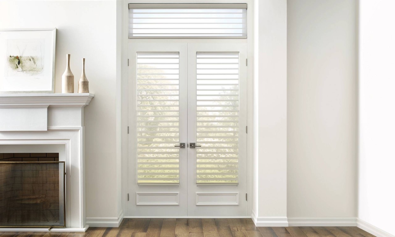 Hunter Douglas shades as French door window treatments near College Station, TX
