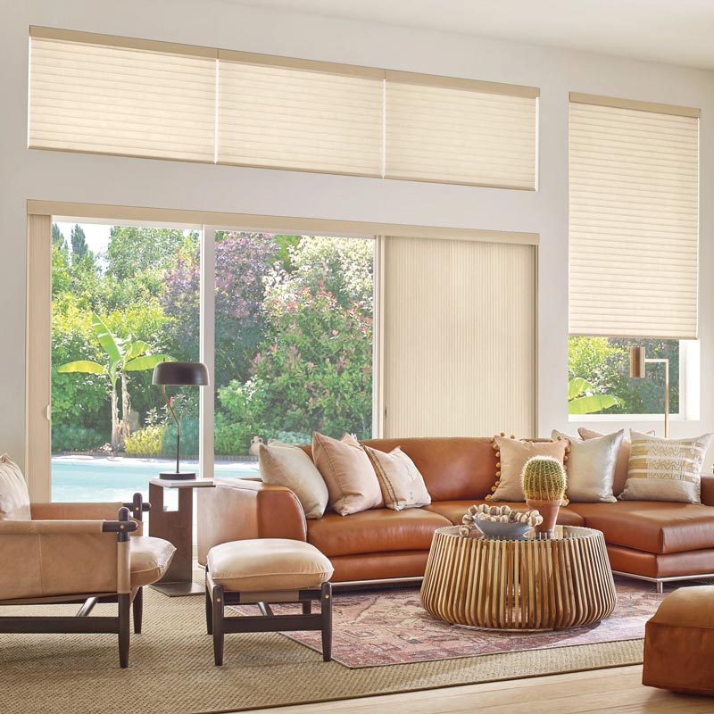 Powerview Motorization Cellular Shades in living room
