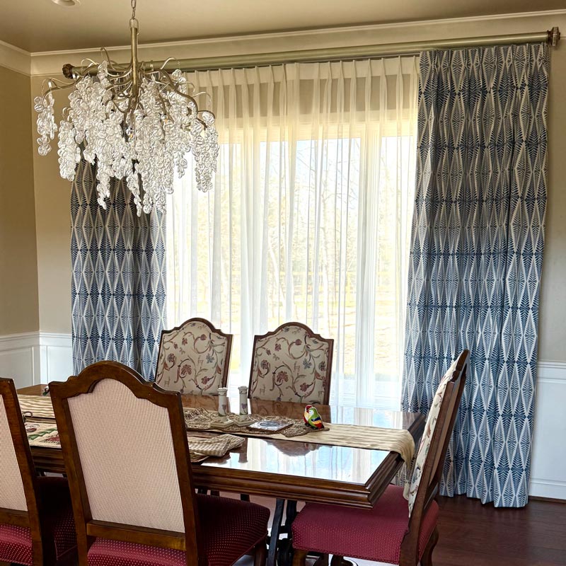 custom drapery in dining room