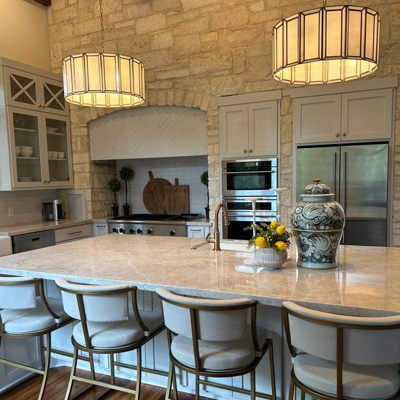 Custom-designed dining area, featuring a stylish kitchen and decor in College Station.